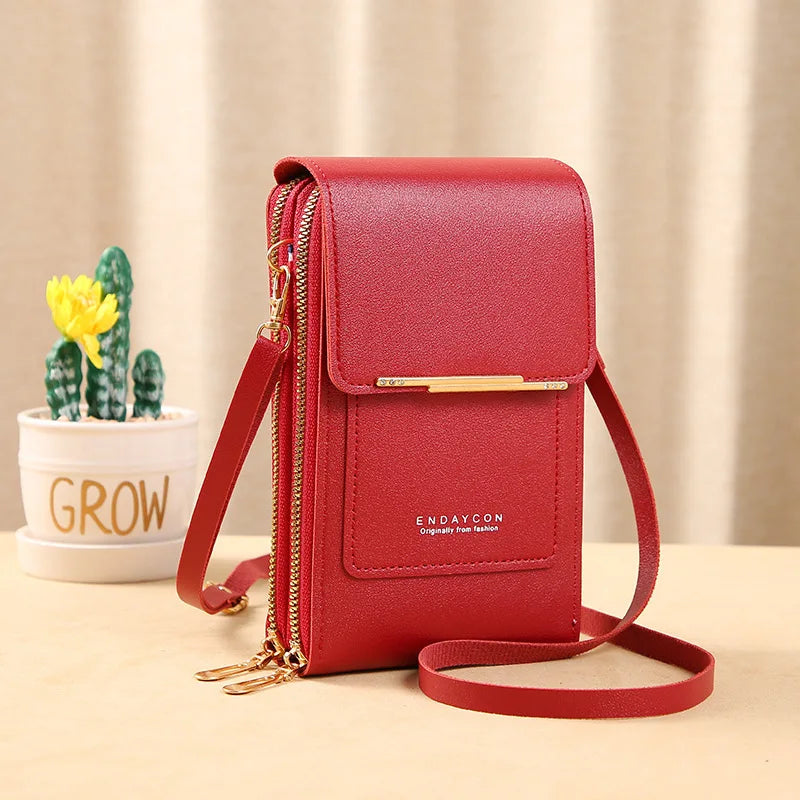 Women Soft Leather Wallets Touch Screen Cell Phone Purse