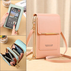 Women Soft Leather Wallets Touch Screen Cell Phone Purse