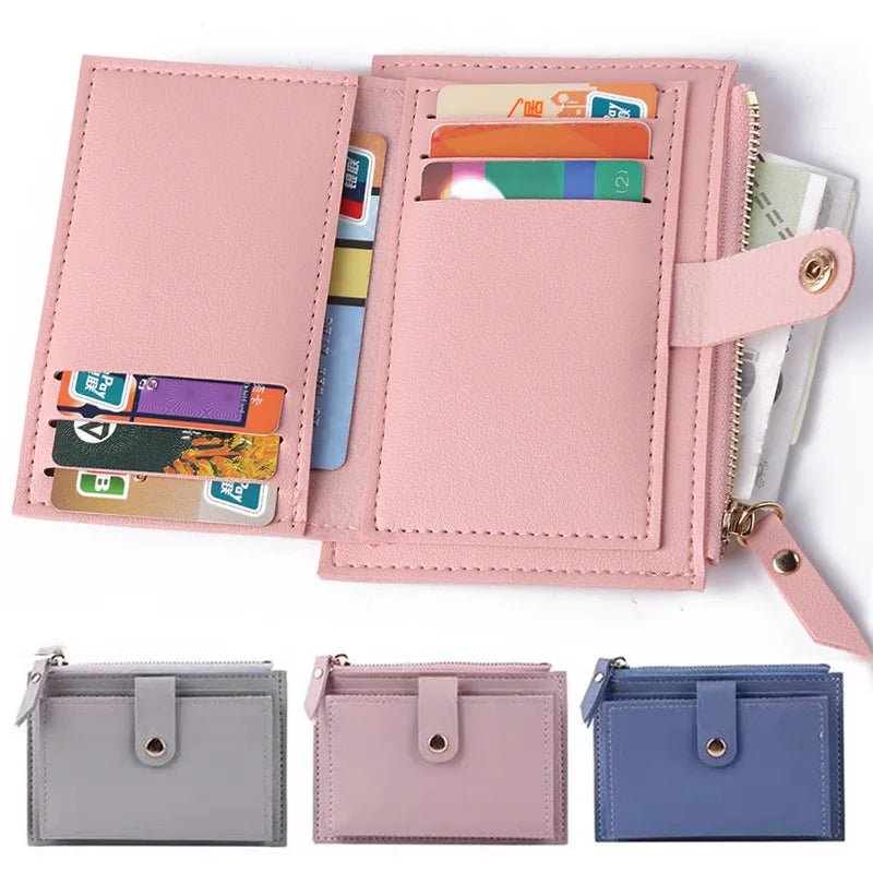 Women's Small Wallet Clutch Purse Solid PU Girl Wallets