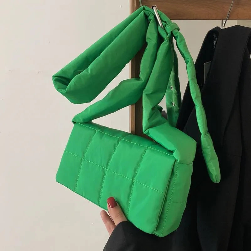Padded Shoulder Bag Woven Messenger Bag for Women