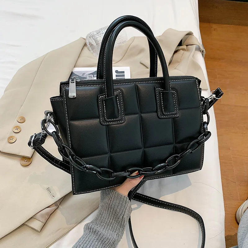 Retro Chain Handbag High PU Leather Women's Shoulder Messenger Bag