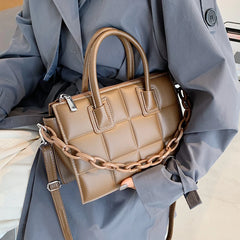 Retro Chain Handbag High PU Leather Women's Shoulder Messenger Bag
