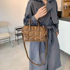 Retro Chain Handbag High PU Leather Women's Shoulder Messenger Bag