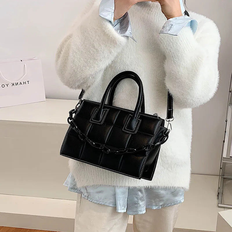 Retro Chain Handbag High PU Leather Women's Shoulder Messenger Bag