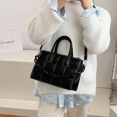 Retro Chain Handbag High PU Leather Women's Shoulder Messenger Bag