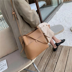 Casual Buckets Bag Women Shoulder Soft PU Leather Crossbody Bag