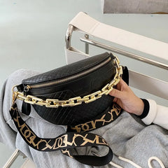 Plaid Leather Waist Bag Women Fanny Pack Chain Shoulder Crossbody Chest Bags