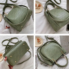 Stone Pattern PU Leather Bucket Bags Small Shoulder Messenger Bag