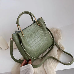 Stone Pattern PU Leather Bucket Bags Small Shoulder Messenger Bag