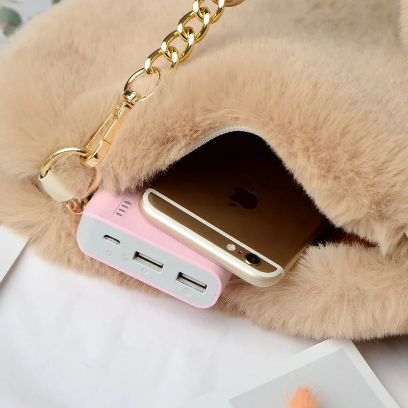 Plush Heart Shaped Women's Shoulder Bag
