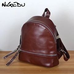 Vintage PU Leather Women Backpack, Small School Bag for Girls