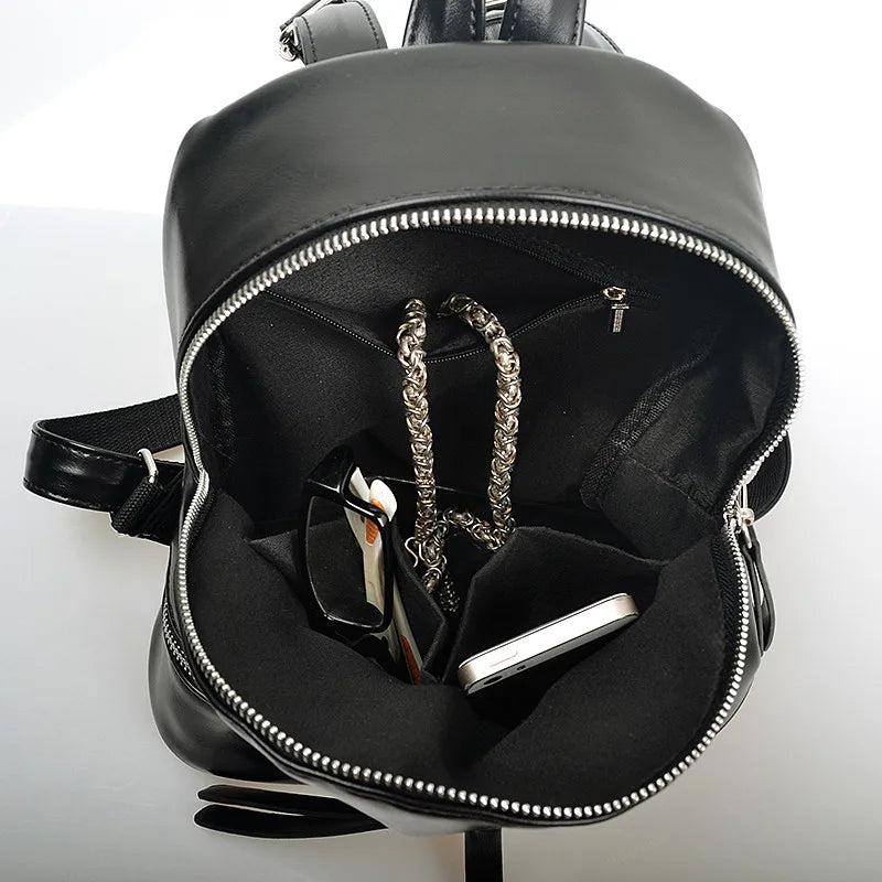 Vintage PU Leather Women Backpack, Small School Bag for Girls