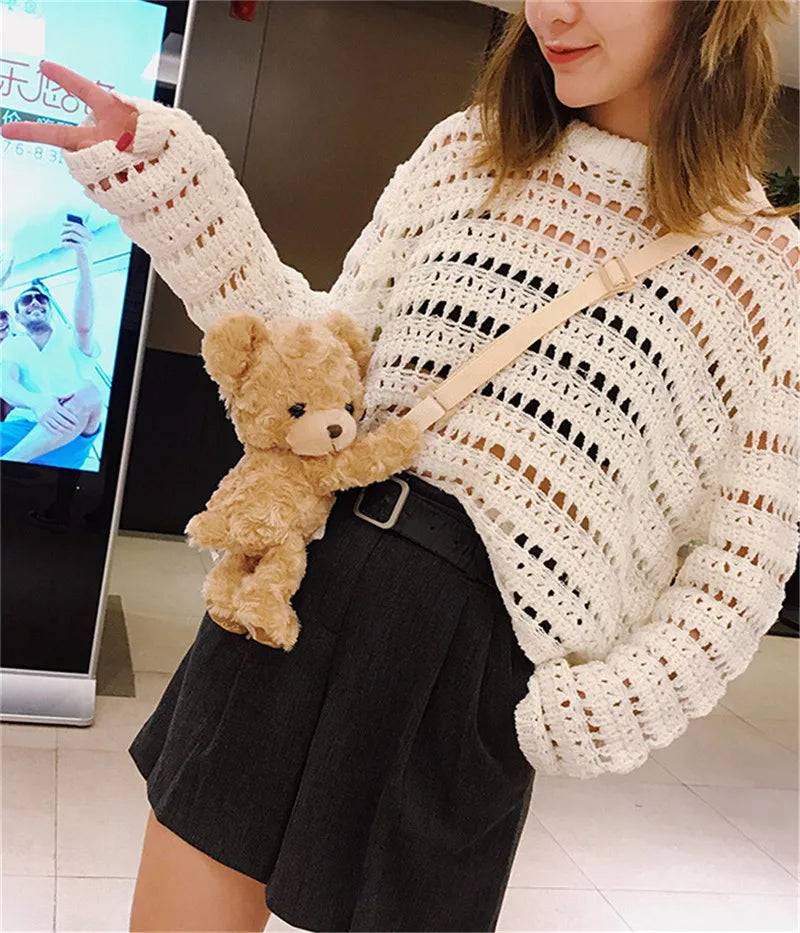 Girls Smile Bear Soft Plush Doll Lolita Handbag