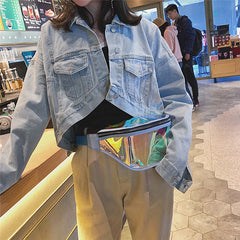 Women Fanny Pack PU Laser Purse Sport Punk Hip Bag