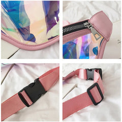 Women Fanny Pack PU Laser Purse Sport Punk Hip Bag