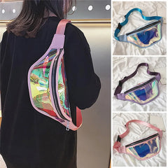Women Fanny Pack PU Laser Purse Sport Punk Hip Bag