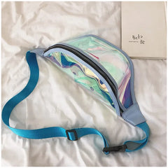 Women Fanny Pack PU Laser Purse Sport Punk Hip Bag