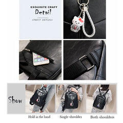 Women's Leather Backpack Anti-Theft School Travel Shoulder Bag