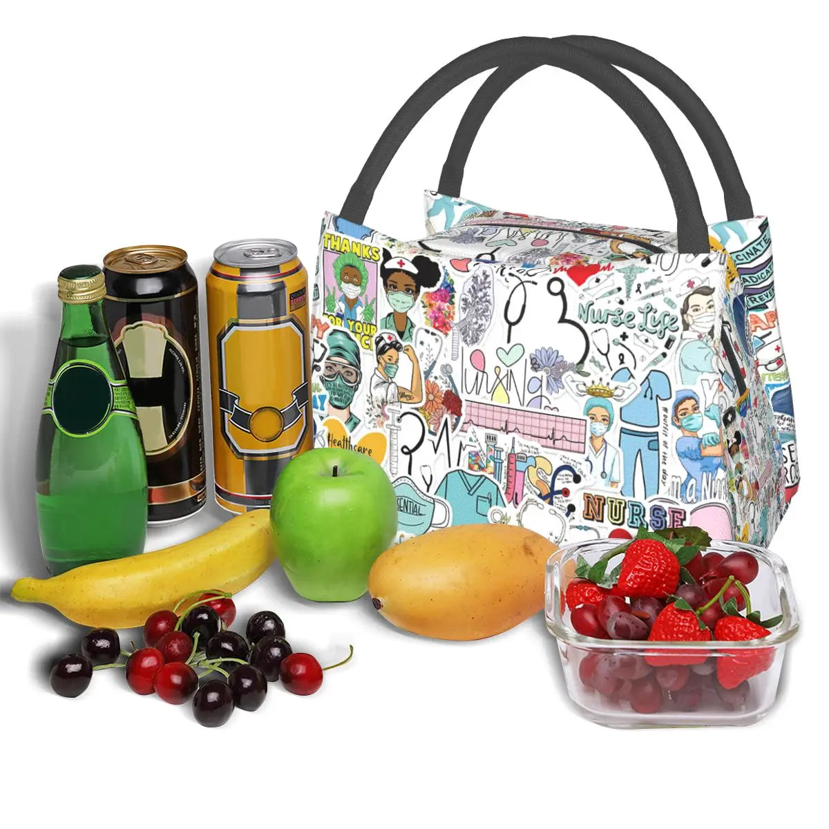 Medical Staff Print Thermal Lunch Bag Insulated Cooler Picnic Office Reusable