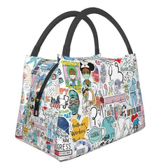 Medical Staff Print Thermal Lunch Bag Insulated Cooler Picnic Office Reusable