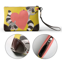 Raccoon Big Love Printed Leather Wallets Zipper Purses Clutch Wallet Female