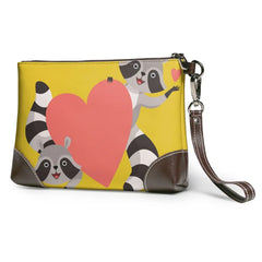 Raccoon Big Love Printed Leather Wallets Zipper Purses Clutch Wallet Female