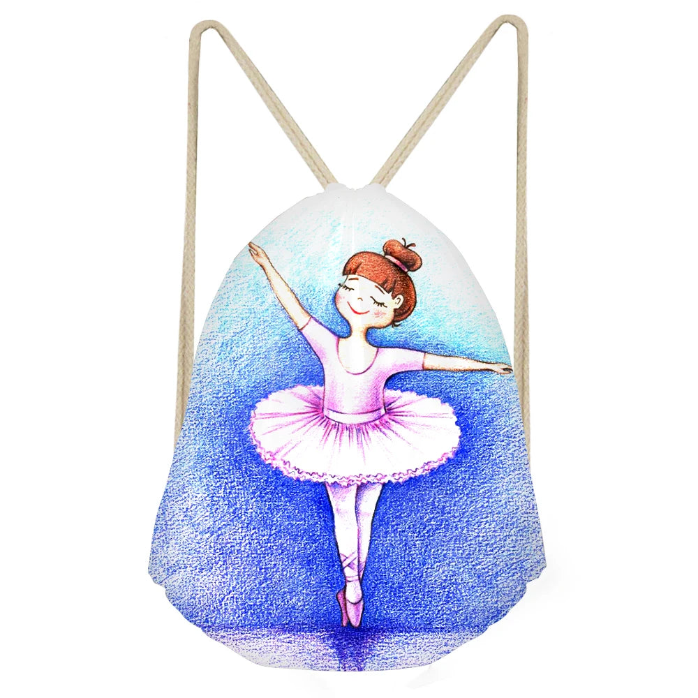 Pink Ballet Shoes Ballet Dancer Painting Drawstring Bag Small School Backpack