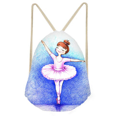 Pink Ballet Shoes Ballet Dancer Painting Drawstring Bag Small School Backpack