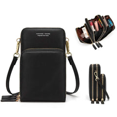 Women's Crossbody Cellphone Purse with 3 Zipper Bags