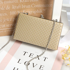 Women Small Flap Shoulder Bag Plaid Pu Chains Make Up Handbags Evening Bag