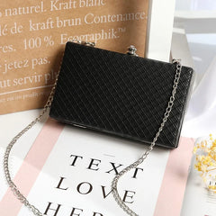Women Small Flap Shoulder Bag Plaid Pu Chains Make Up Handbags Evening Bag
