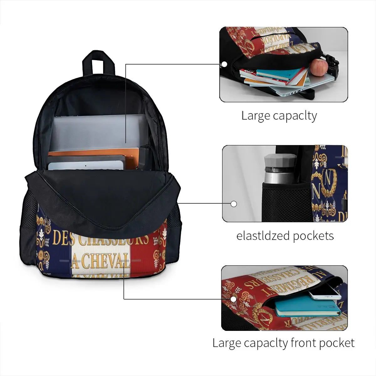 French Flag Backpacks Men's & Women's School Bags