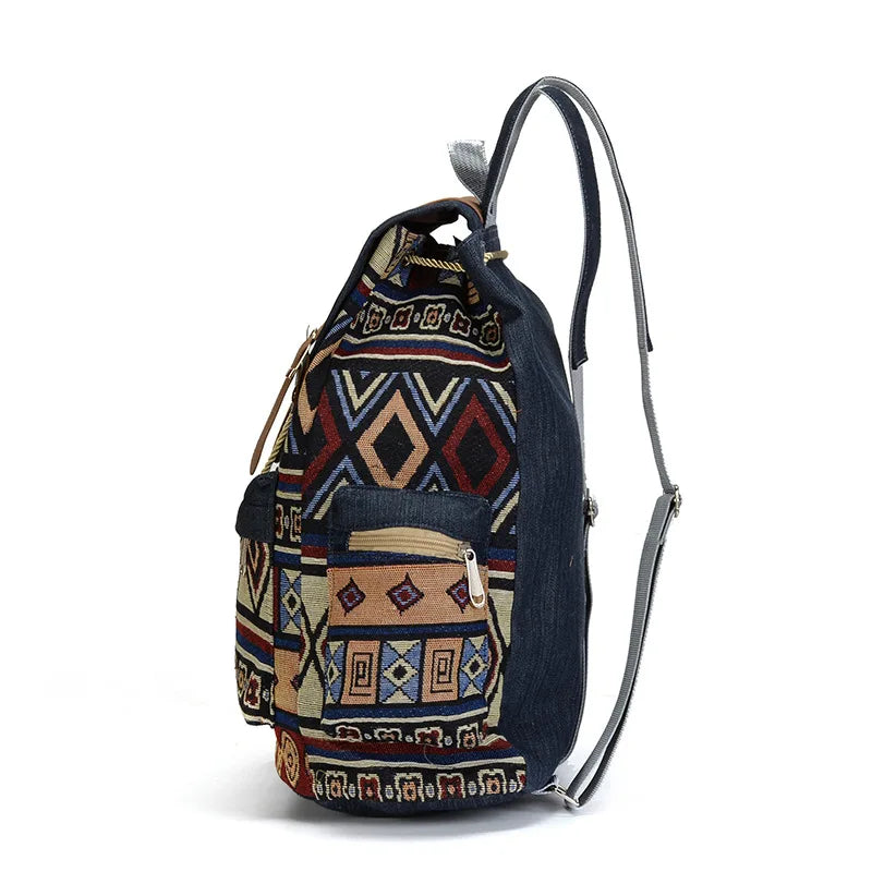 National Style Teenager School Bags Outdoor Travel Men Canvas Backpack
