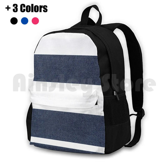 Navy & Stripes Outdoor Hiking Backpack Waterproof Camping Travel Mens
