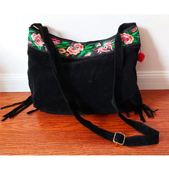 Embroidery Women Bags Tassel Suede Shoulder Bag Vintage Crossbody