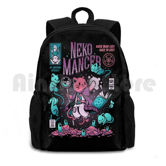 Nekomancer Outdoor Hiking Backpack Waterproof Camping Travel Cats Kitty Comics