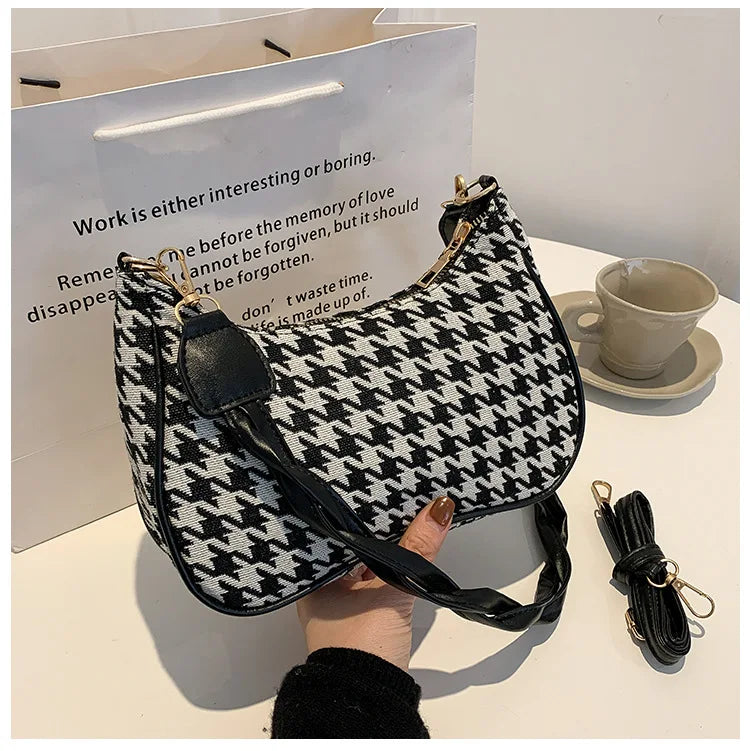 Net Red Retro Chessboard Lattice Underarm Bag Women's Autumn And Winter Versatil