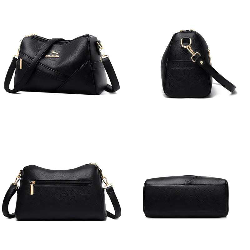 Women Shoulder Bags Soft PU Leather Classic Messenger Bag Geometric Crossbody