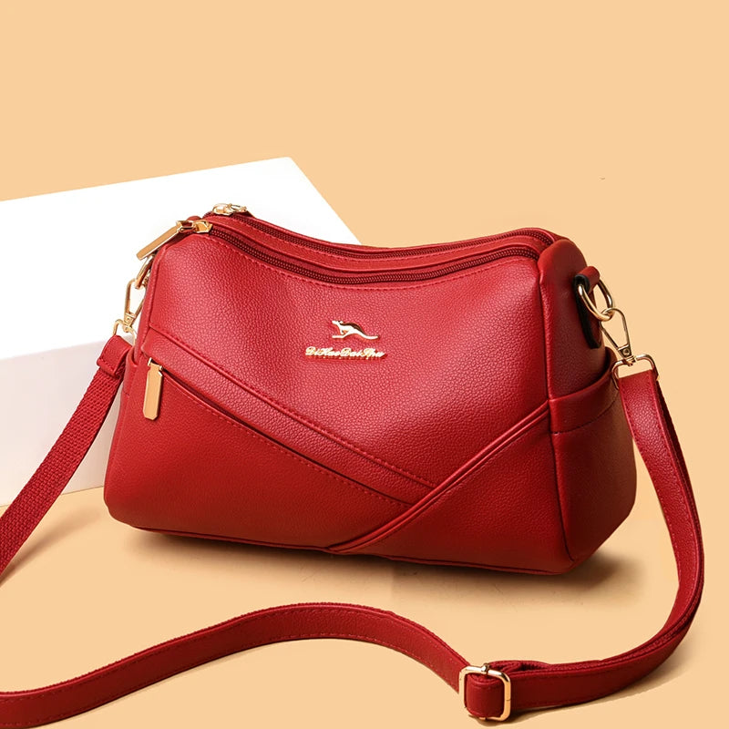 Women Shoulder Bags Soft PU Leather Classic Messenger Bag Geometric Crossbody