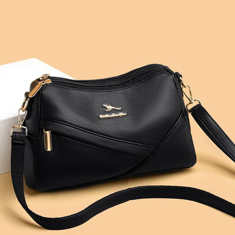 Women Shoulder Bags Soft PU Leather Classic Messenger Bag Geometric Crossbody