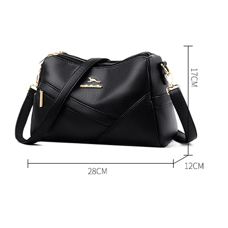 Women Shoulder Bags Soft PU Leather Classic Messenger Bag Geometric Crossbody
