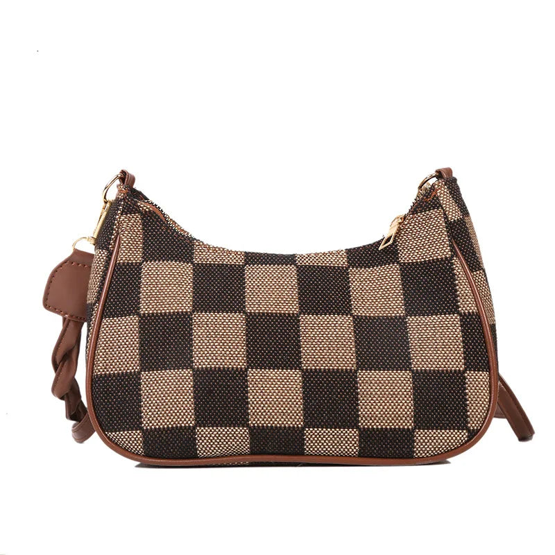 Plaid Shoulder Bag Women Hobos Commute Bag Handbags OL Style Crossbody Bags