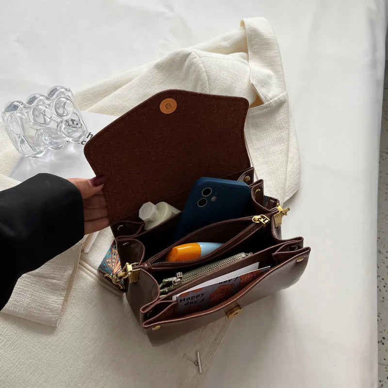 Soft Leather Cross-body Bag Small Square Bag