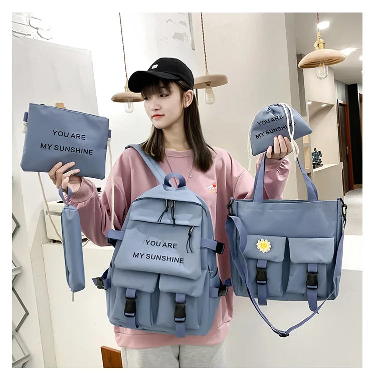 Canvas School Backpack for Teenage Girls Women Travel Student