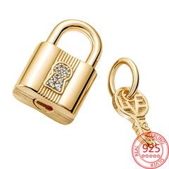 925 Silver Padlock & Key Dangle Charm for Bracelet