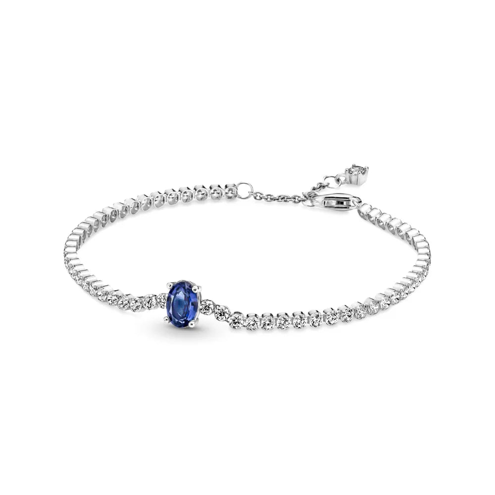 925 Sterling Silver Heart Tennis Bracelet for Women