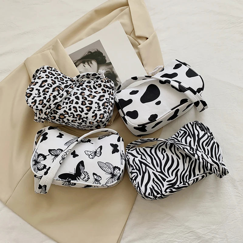 Animal Pattern Print Shoulder Underarm Bag Vintage Ladies Small Purse Handbags C