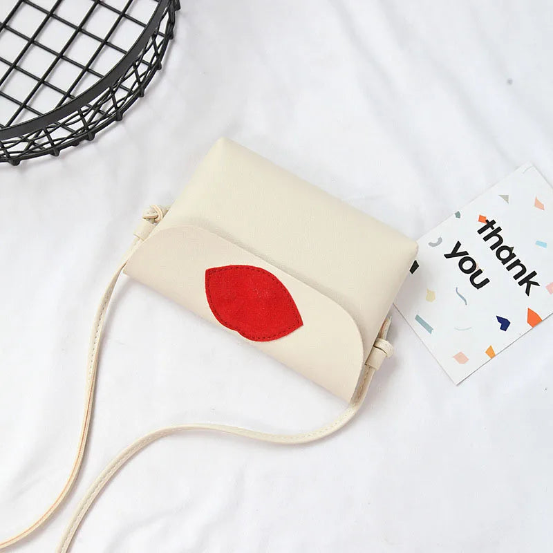 Women's Red Lips Printing Mini Shoulder Bag