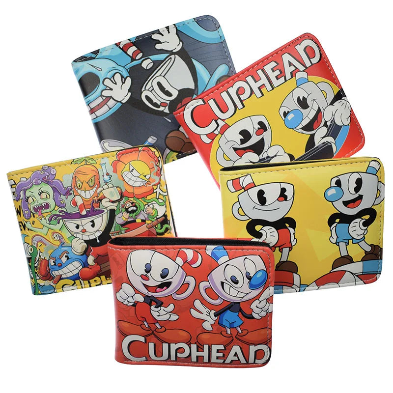 Cuphead Wallet Short Wallets PU Leather Men's Purse