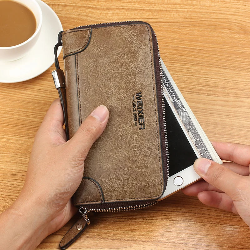 Arrival Men Wallets Long Clutch Zipper Wallets for Business Men Clutch